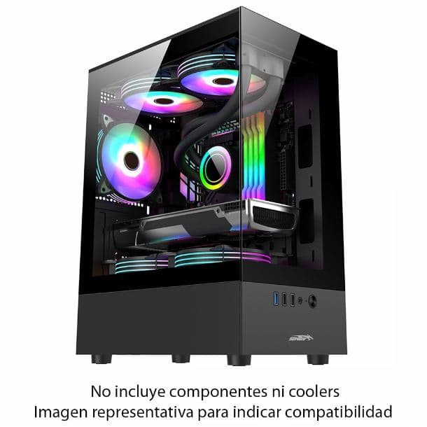 GABINETE SENTEY H10 BLACK TG LATERAL Y FRONTAL 1FAN RGB - Imagen 1