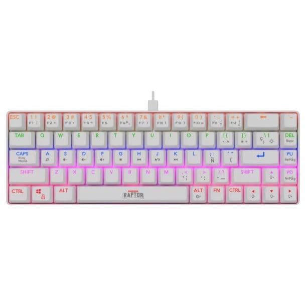 TECLADO RAPTOR FIRECLAW M68 MECANICO RETROILUMINADO SWITCH RED OUTEMU WHITE - Imagen 1