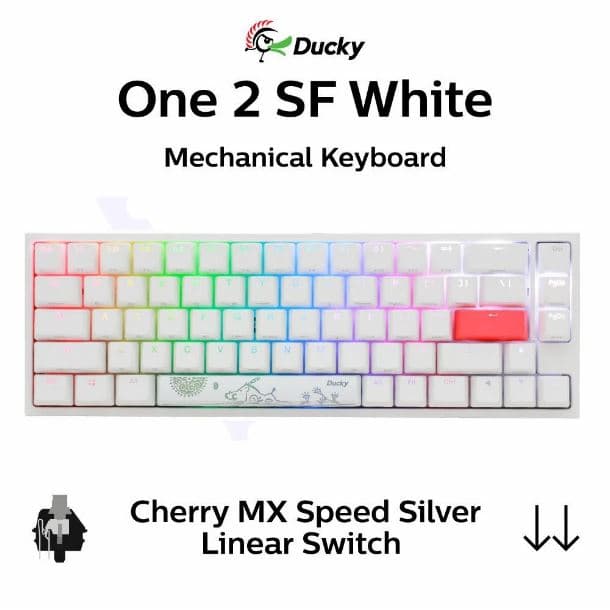 TECLADO GAMER DUCKY ONE 2 SF WHITE RGB CHERRY SPEED SILVER DOUBLE SHOT PBT MECANICO ESPAÑOL - Imagen 1