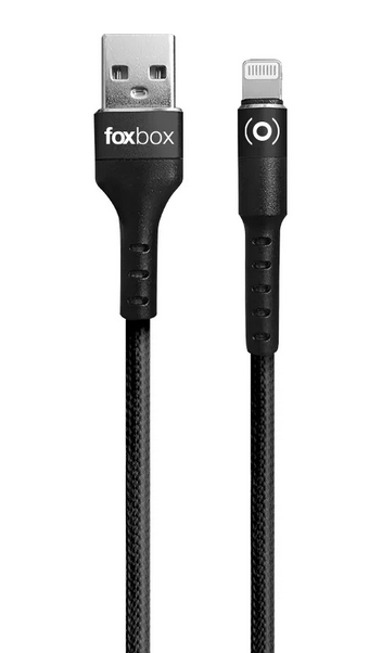Cable Foxbox Round Pro Lightning A Type-C , Negro, 1.25M (7431)