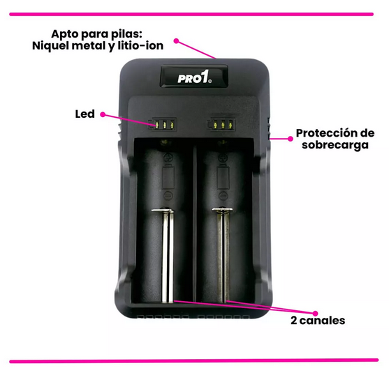 Cargador de Pilas Probattery Pro1 Multiple 2(Bat)4 Canales Aa/Aaa Nimh-Nicd (Frli-432-Cp1)