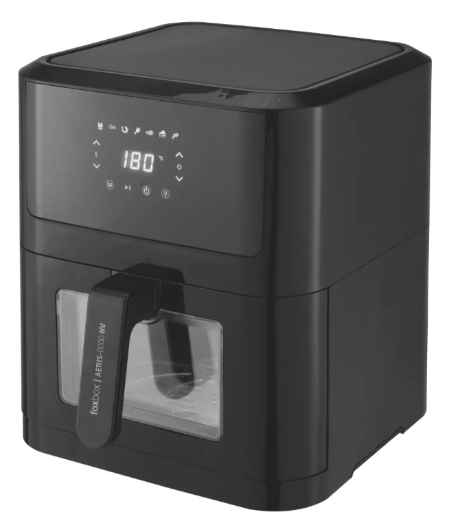 Freidora de Aire Foxbox Genus Aeris-8000Nv Easy Fry 8Lt Negro 1800W (8108)