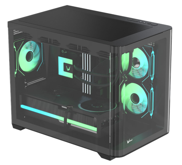 Gabinete Gamer Formula V Line Crystal U2M Floe Black Sin Controladores Rgb (Matx, 3 Fans Floe 12Bk A