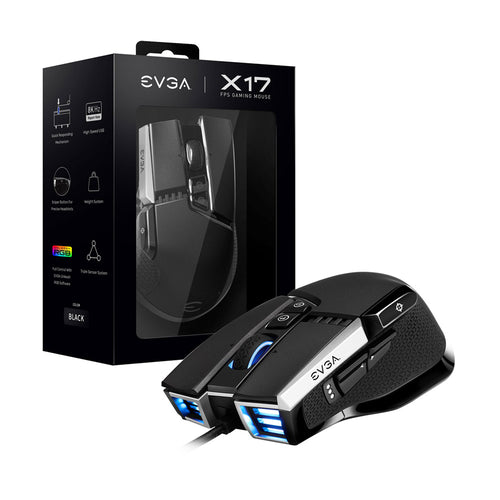 MOUSE EVGA EVGA X17 Gaming Mouse, Wired, 16.000dpi, Black, 903-W1-17BK-KR