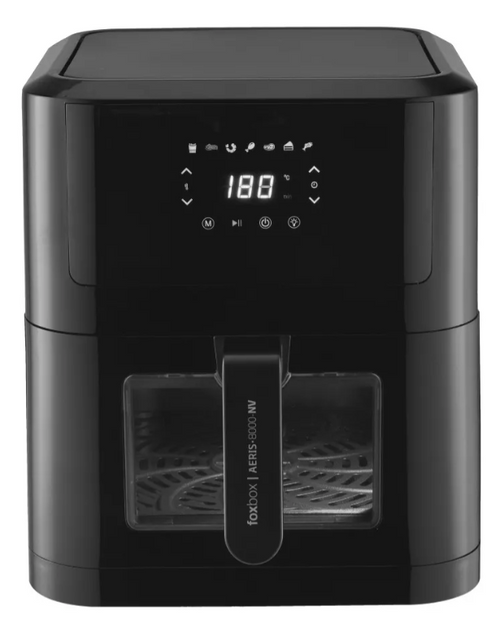 Freidora de Aire Foxbox Genus Aeris-8000Nv Easy Fry 8Lt Negro 1800W (8108)