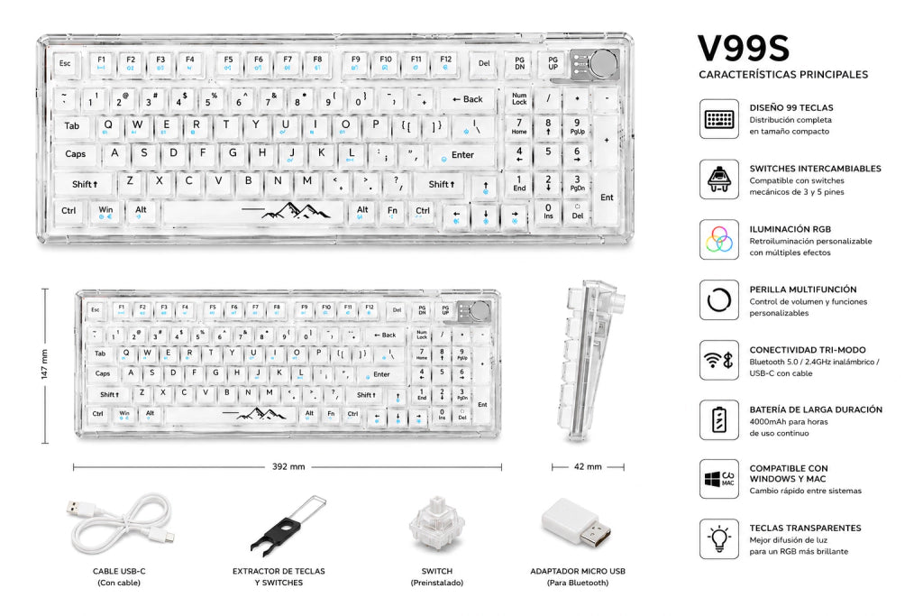 Teclado Eweadn V99s Transparente