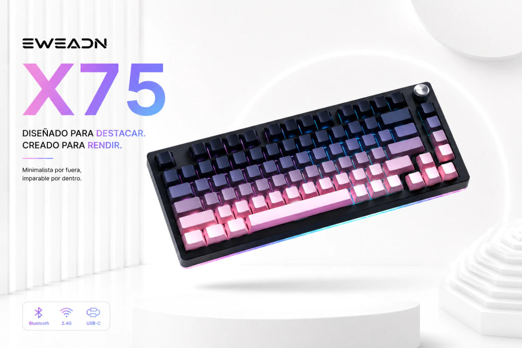 Teclado Mecánico EWEADN X75 | Triple Modo, Gasket Mount y Perilla de Control CNC - imagen 3