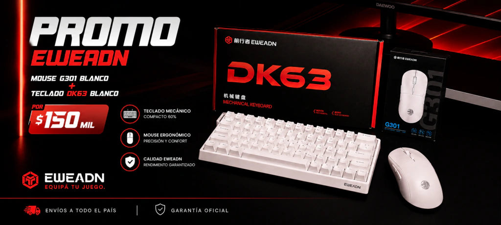 COMBO GAMER EWEADN DK63 + G301 BLANCO | Teclado Mecánico + Mouse Gamer - imagen 2