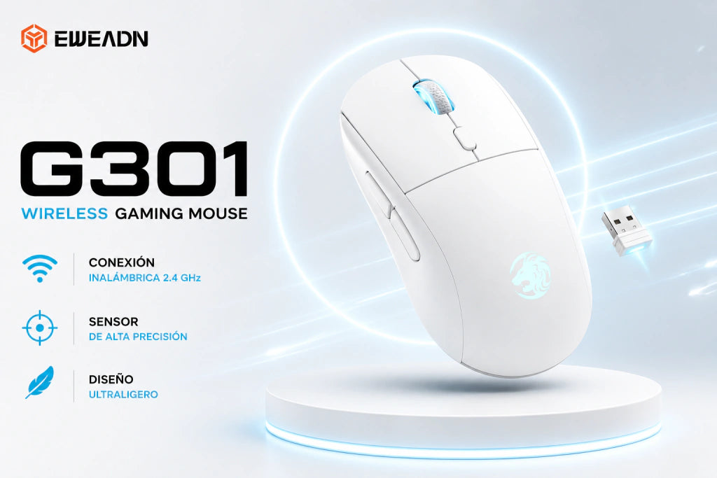 Mouse Inalámbrico EWEADN G301 | Bluetooth + 2.4G, Clic Silencioso y 3200 DPI