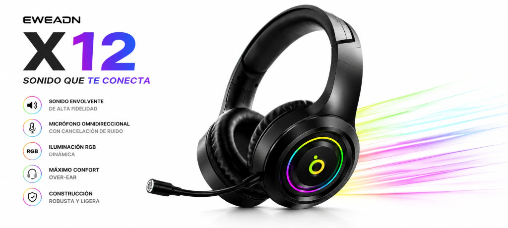 Auriculares Gamer EWEAND X12 con Iluminación RGB - imagen 2
