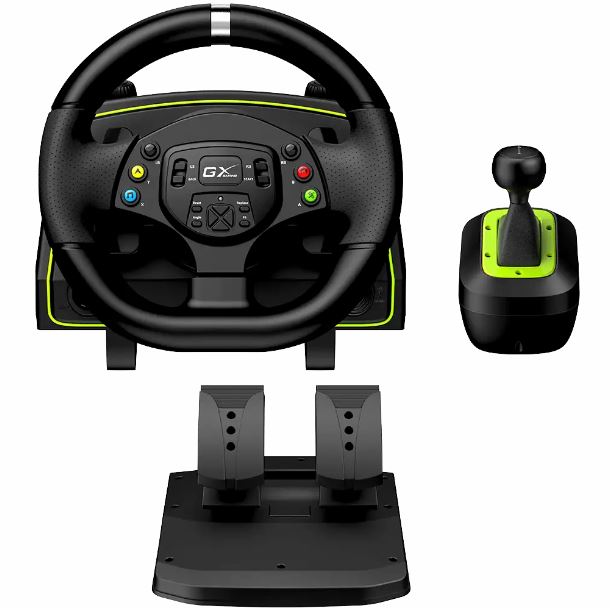 VOLANTE GENIUS SPEEDMASTER X2 - INCLUYE PEDALERA Y PALANCA DE CAMBIOS ROTACION 1080°