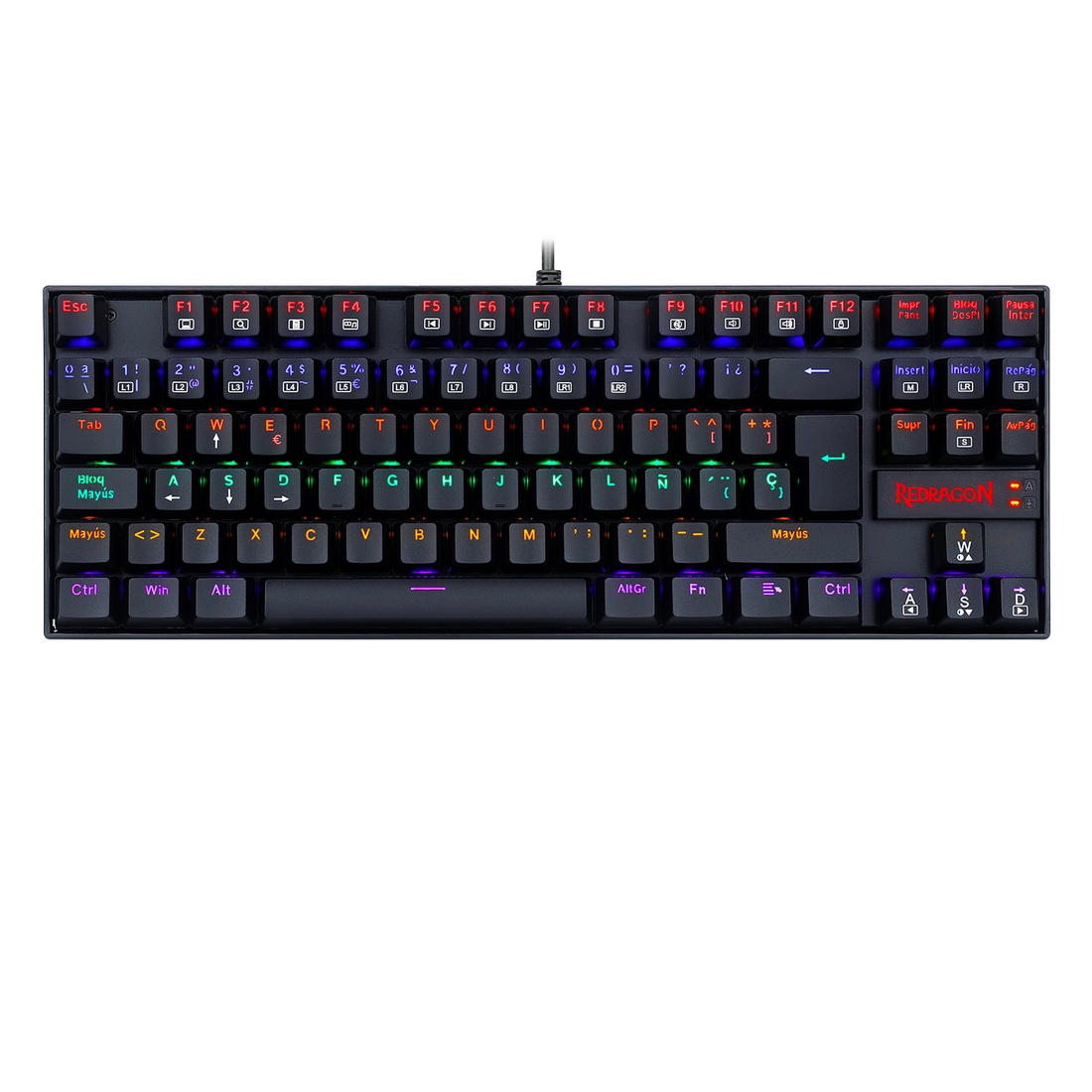Teclado Redragon Kumara 2 K552 Rainbow Negro