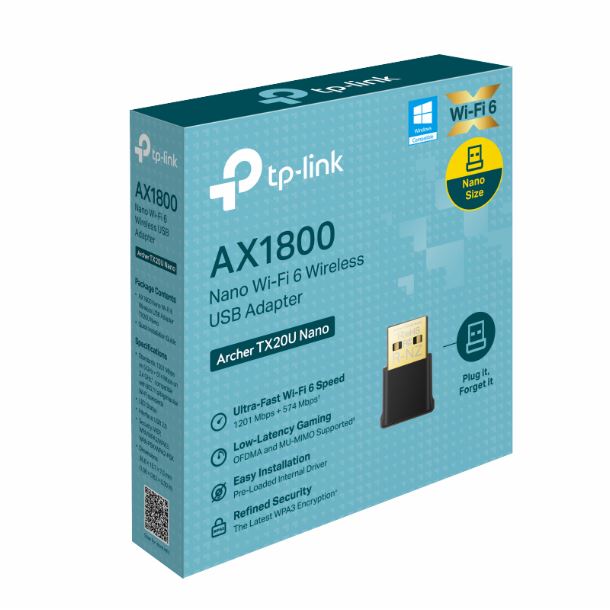 PLACA DE RED WIFI USB TP-LINK ARCHER TX20U NANO WIFI6 AX1800 DUAL BAND