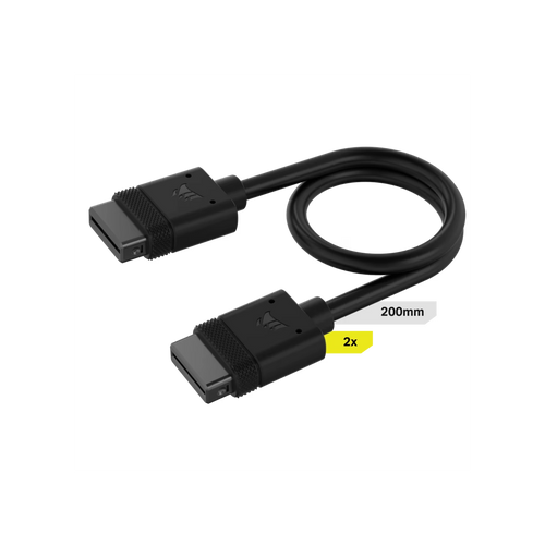 Cable CORSAIR iCUE LINK 2x 200mm con conector derecho negro