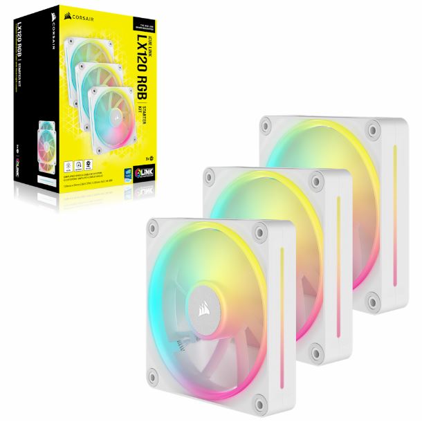 KIT 3 FAN COOLER 120MM CORSAIR ICUE LINK LX120 RGB WHITE CO-9051030-WW