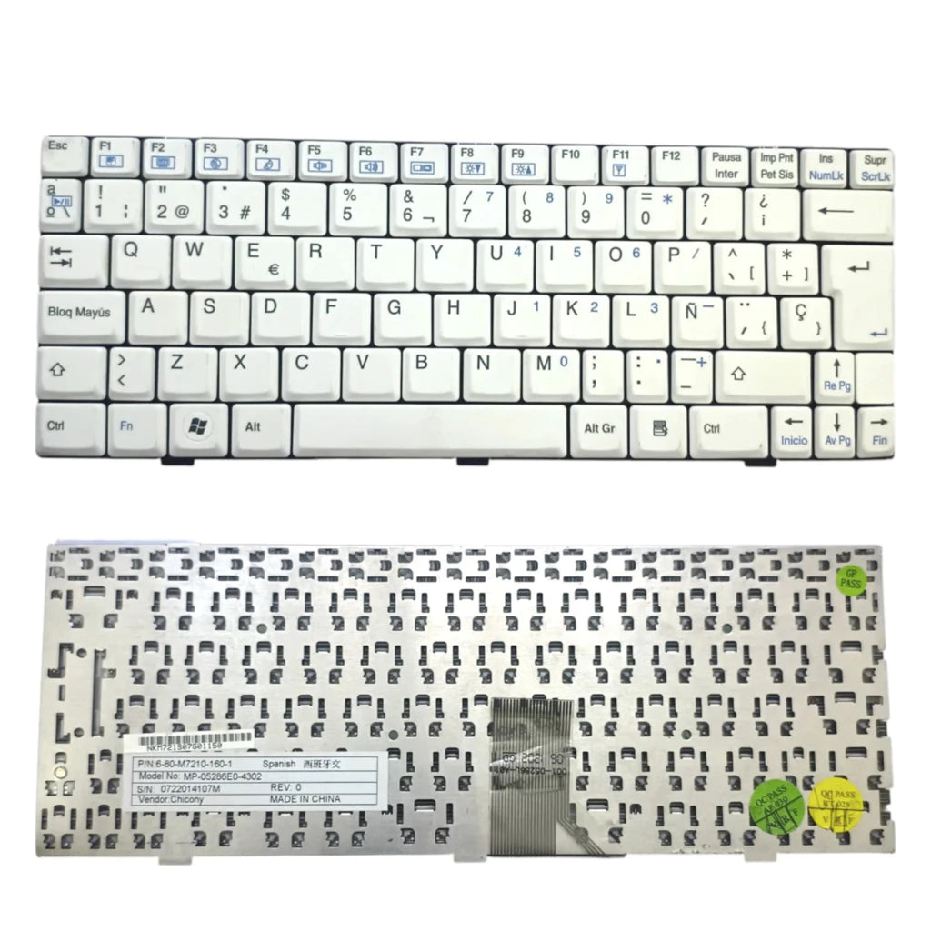 Teclado Para Bangho Mov Clevo M72 M720 Mp-09c35d0-430 Blanco