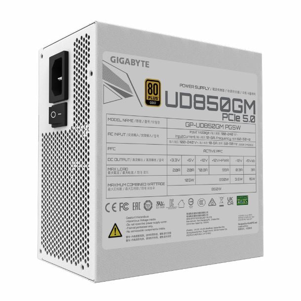 FUENTE 850W GIGABYTE GP-UD850GM PG5W 80 PLUS GOLD WHITE