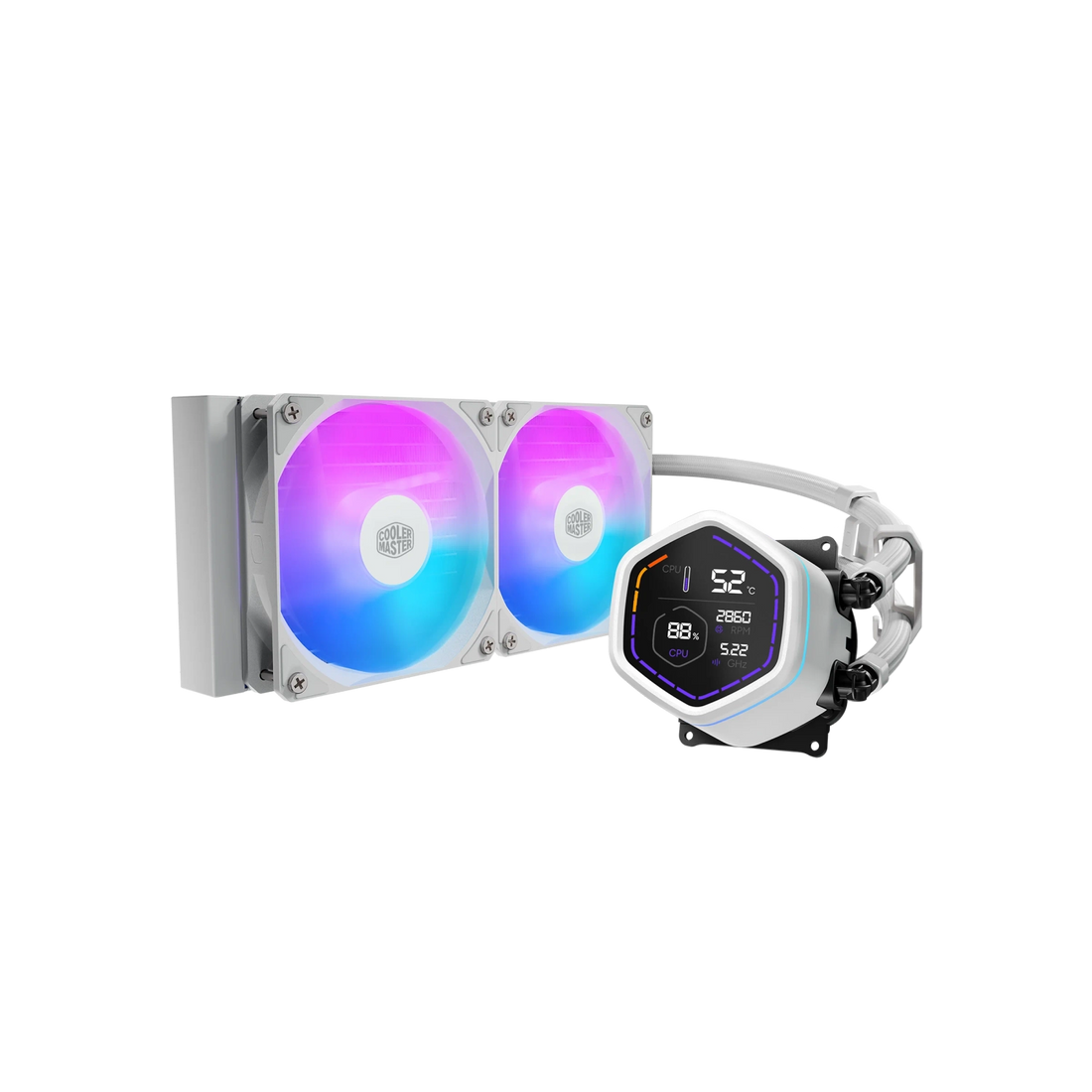 Water Cooler Cooler Master MasterLiquid Core NEX Digital 240 2 Fans 120mm ARGB White