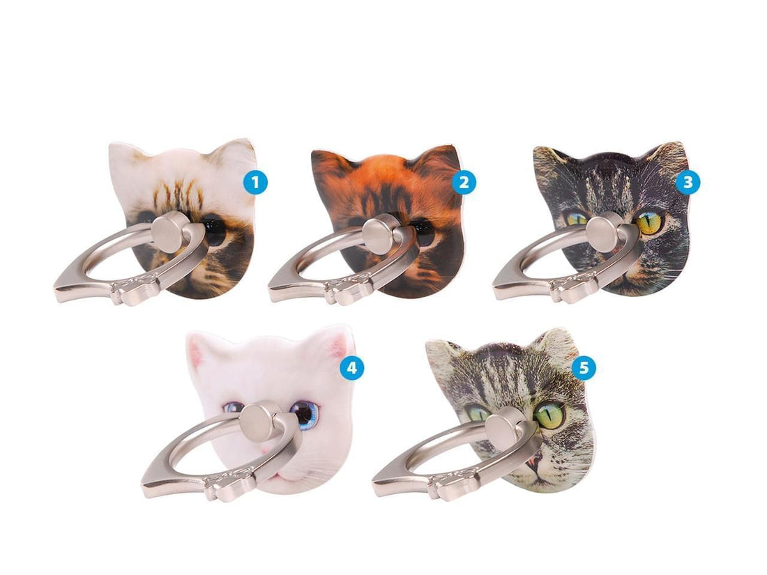 Anillo de metal para celular diseño gato