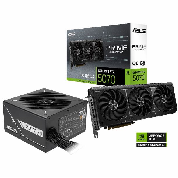 COMBO ASUS VIDEO GeForce RTX 5070 12GB PRIME OC + FUENTE 750W PRIME 80 PLUS BRONZE