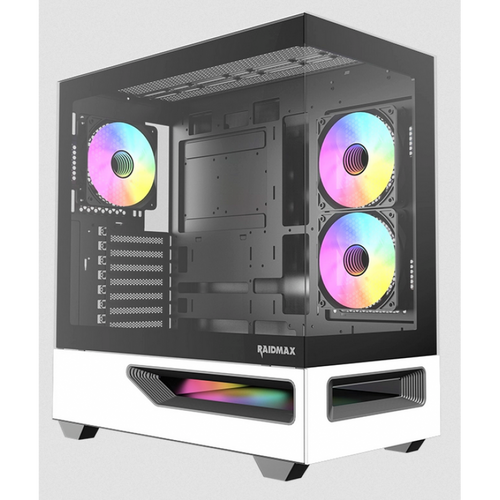 GABINETE GAMER RAIDMAX HURRIKAN H200 WHITE/BLACK ARGB CONTROL HUB PWM E-ATX