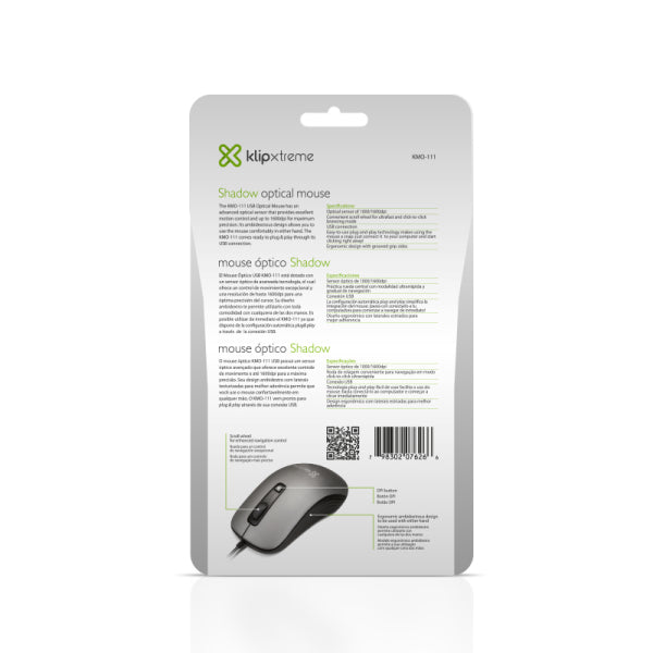 Mouse Klipxtreme Optico Kmo-111 Usb 1600 Dpi Shadow (Kmo-111)