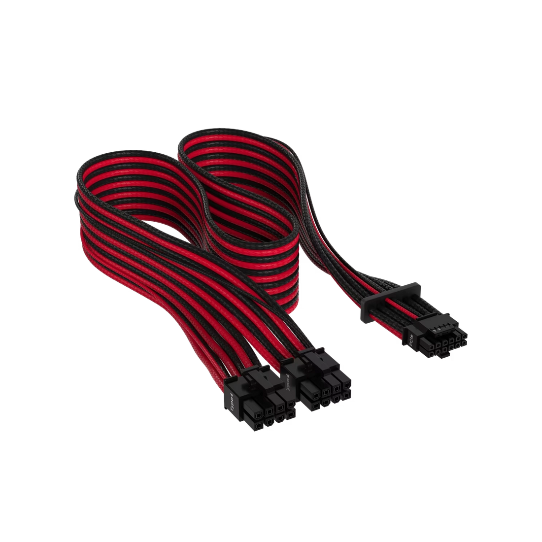 Cable con fundas individuales PCIe Gen 5 12V-2x6 de 600 W y 12 4 patillas con funda individual, Type 4, ROJO/NEGRO