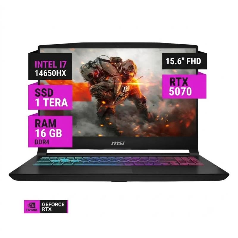 Notebook MSI KATANA 15 hx B14WGK 15,6" Intel I7 14650HX 16GB Ram 1TB Nvme RTX 5070 W11 165Hz