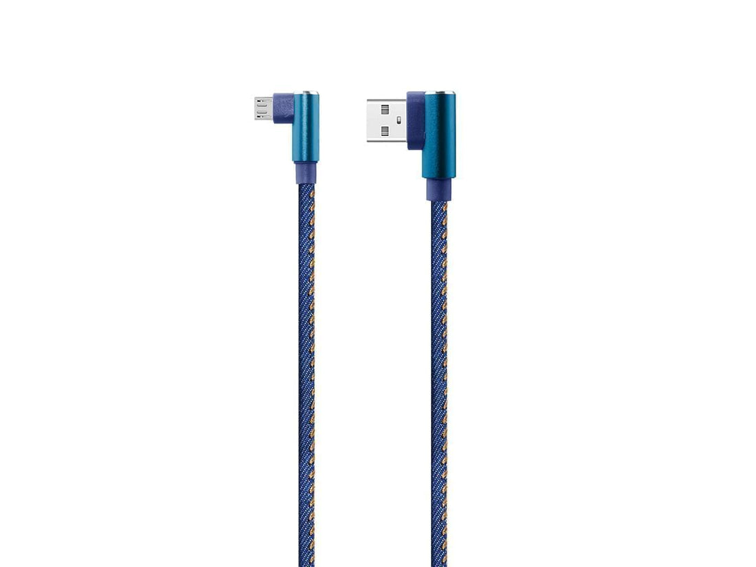 Cable USB a Micro USB de 1m 2.4A conect 90° malla de tela