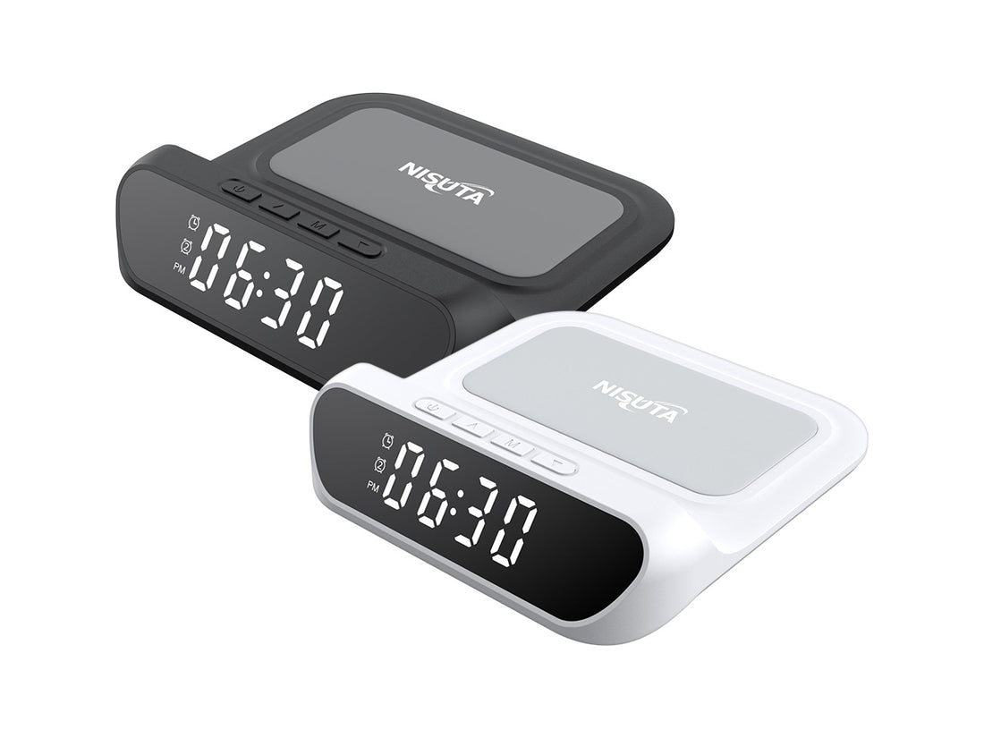 Cargador inalámbrico de celular 15W con reloj y alarma