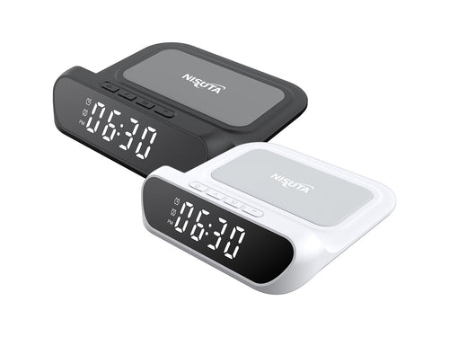 Cargador inalámbrico de celular 15W con reloj y alarma