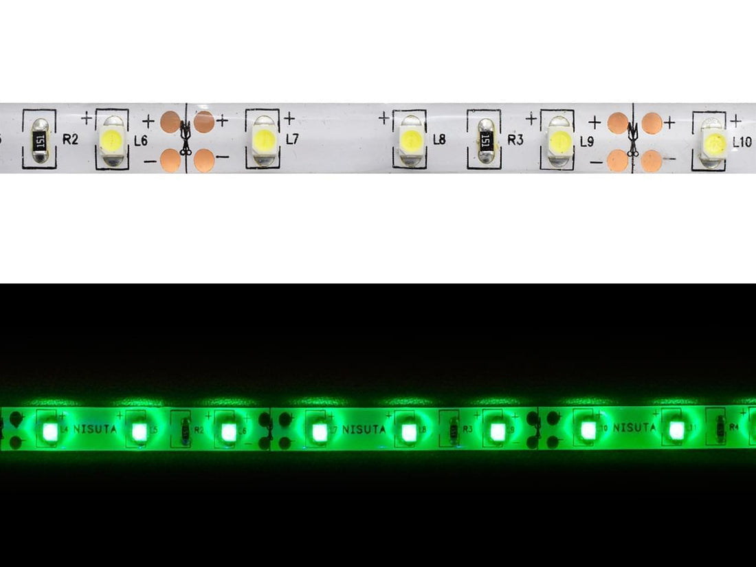 Tira de LEDs externa 3528 60L/M verde 24v x metro