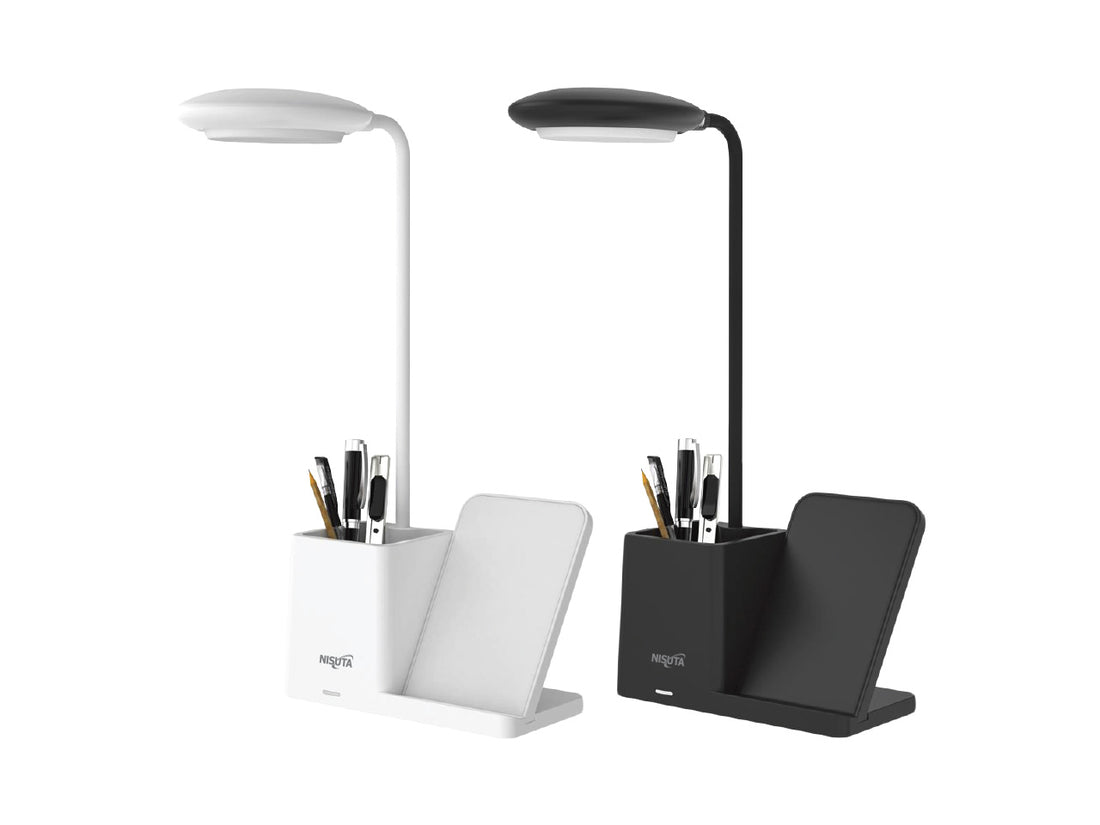 Cargador inalámbrico de celular 15W con lámpara y portalápices