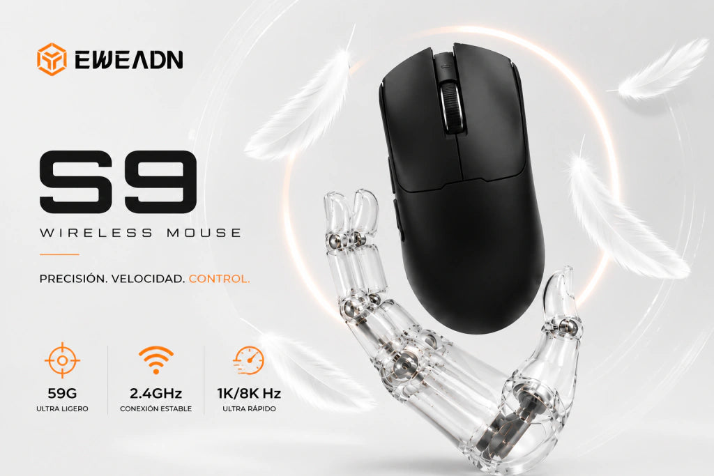 Mouse Gamer EWEADN S9 | PixArt 3395/3950, Polling Rate 8K y 100M Clics