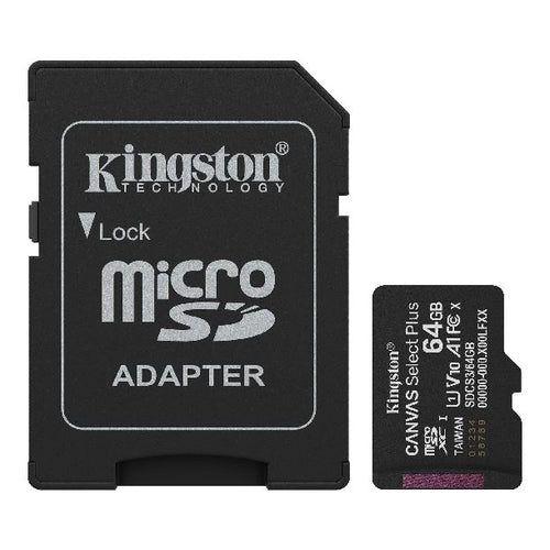 MEMORIA MICROSD 64GB KINGSTON CLASE 10 CANVAS SELECT PLUS G3