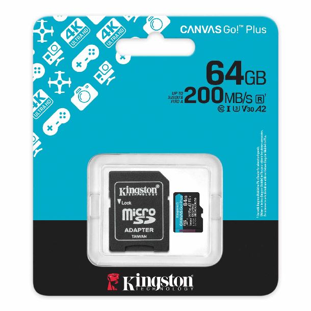 MEMORIA MICROSD 64GB KINGSTON CLASE 10 CANVAS GO PLUS G4
