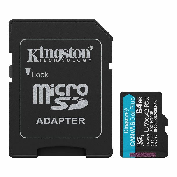 MEMORIA MICROSD 64GB KINGSTON CLASE 10 CANVAS GO PLUS G4