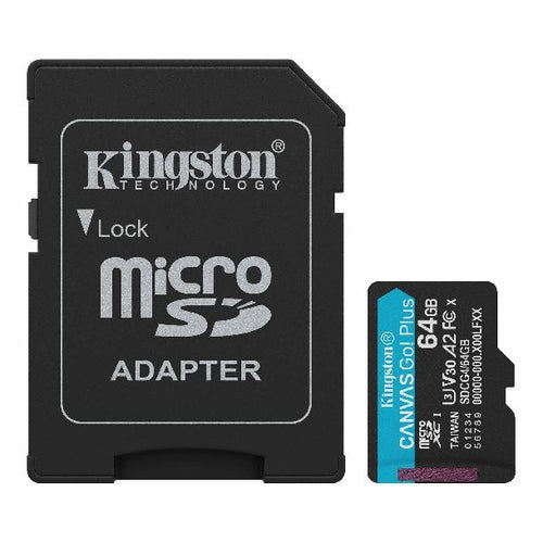 MEMORIA MICROSD 64GB KINGSTON CLASE 10 CANVAS GO PLUS G4