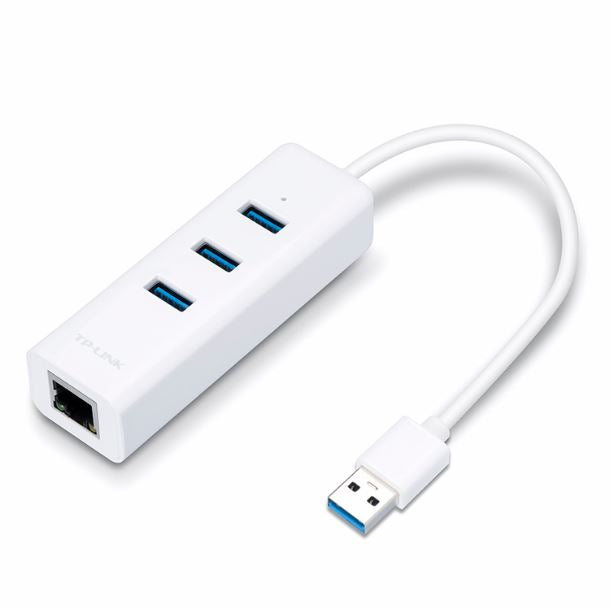 ADAPTADOR TP-LINK UE330 USB A ETHERNET GIGABIT RJ45 + HUB DE 3 PUERTOS USB 3.0