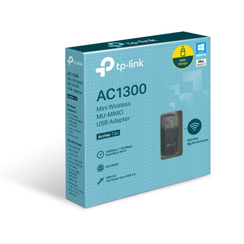 Adaptador USB WIFI Tp-Link Archer T3U AC1300 Nano 2.4 - 5Ghz 1300Mbps