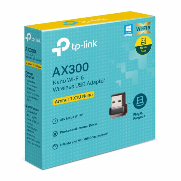 PLACA DE RED USB WIFI TP-LINK ARCHER TX1U NANO WIFI6 AX300 DUAL BAND