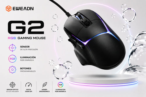 Mouse Gamer EWEADN G2 | Sensor PAW3311, 12.000 DPI y Ultra Ligero 69g