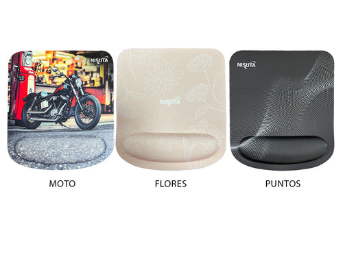 Mouse Pad 230x211x4mm ergonómico con apoya muñecas y diseño