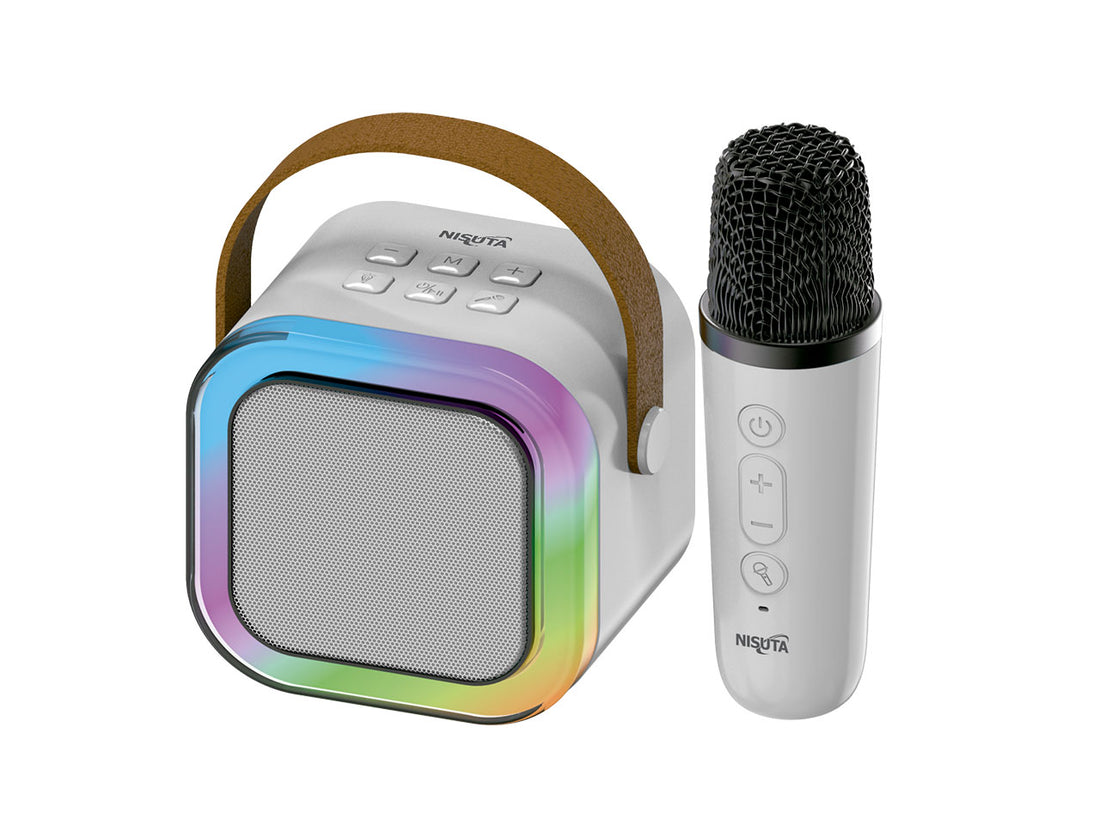Parlante portátil BT con micrófono para karaoke y RGB
