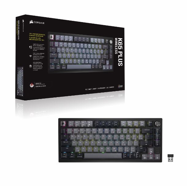 TECLADO GAMER CORSAIR K65 PLUS WIRELESS 75% RGB MLX RED INGLES