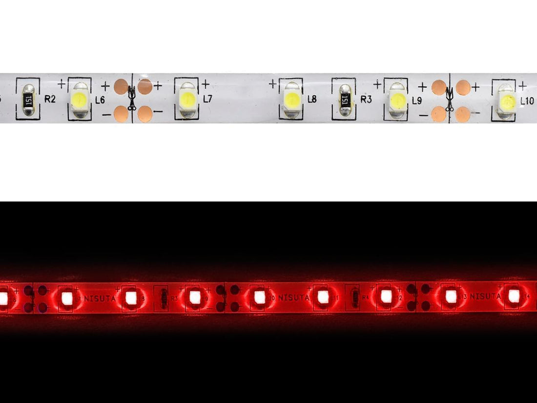 Tira de LEDs externa 3528 60 L/M rojo 24V x metro