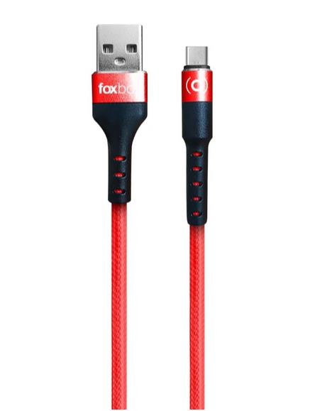 Cable Foxbox Round Pro Lightning A Type-C , Rojo, 1.25M (7474)