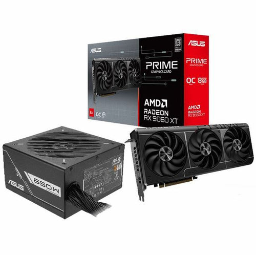 COMBO ASUS VIDEO RADEON RX 9060 XT 8GB PRIME OC + FUENTE 650W PRIME 80 PLUS BRONZE