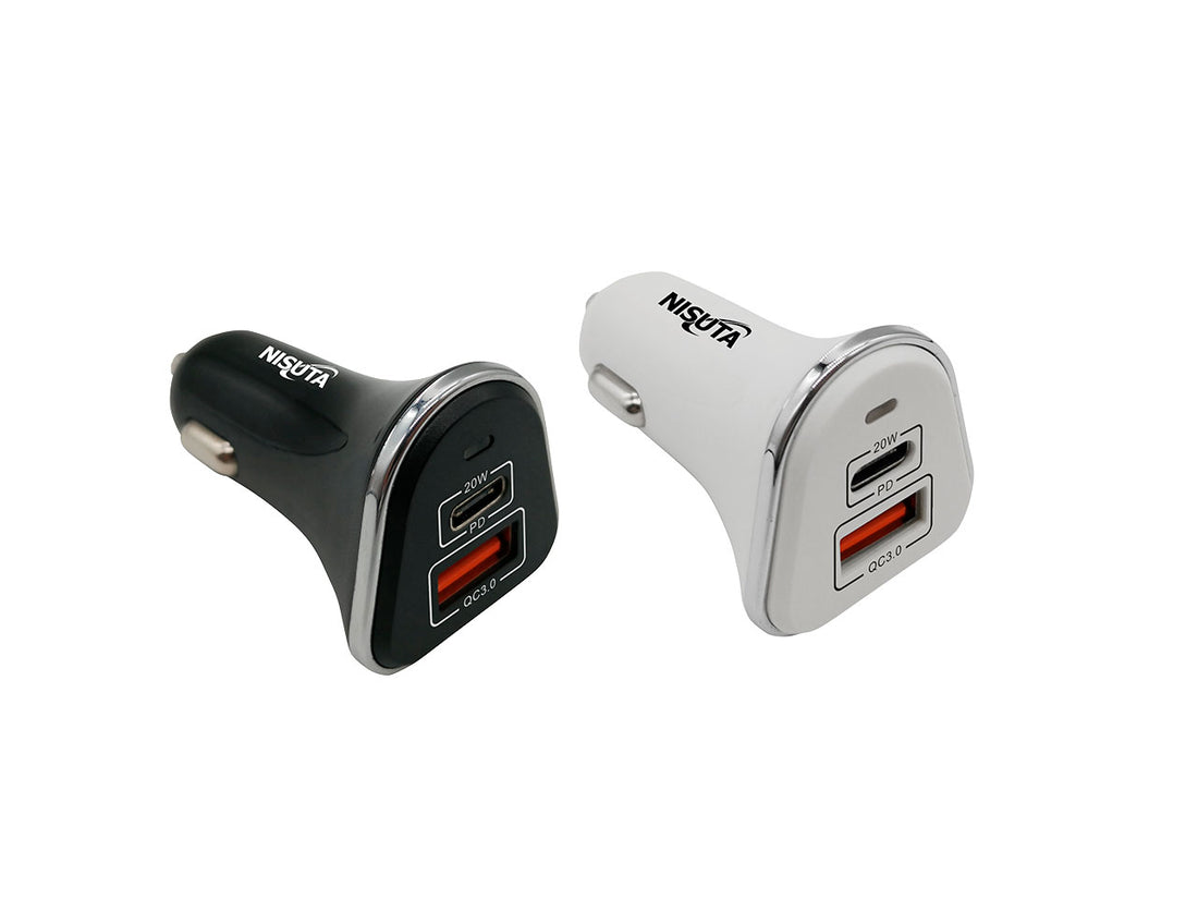 Cargador USB doble auto 12/24V de carga rapida QC 3.0 y USB C (PD)