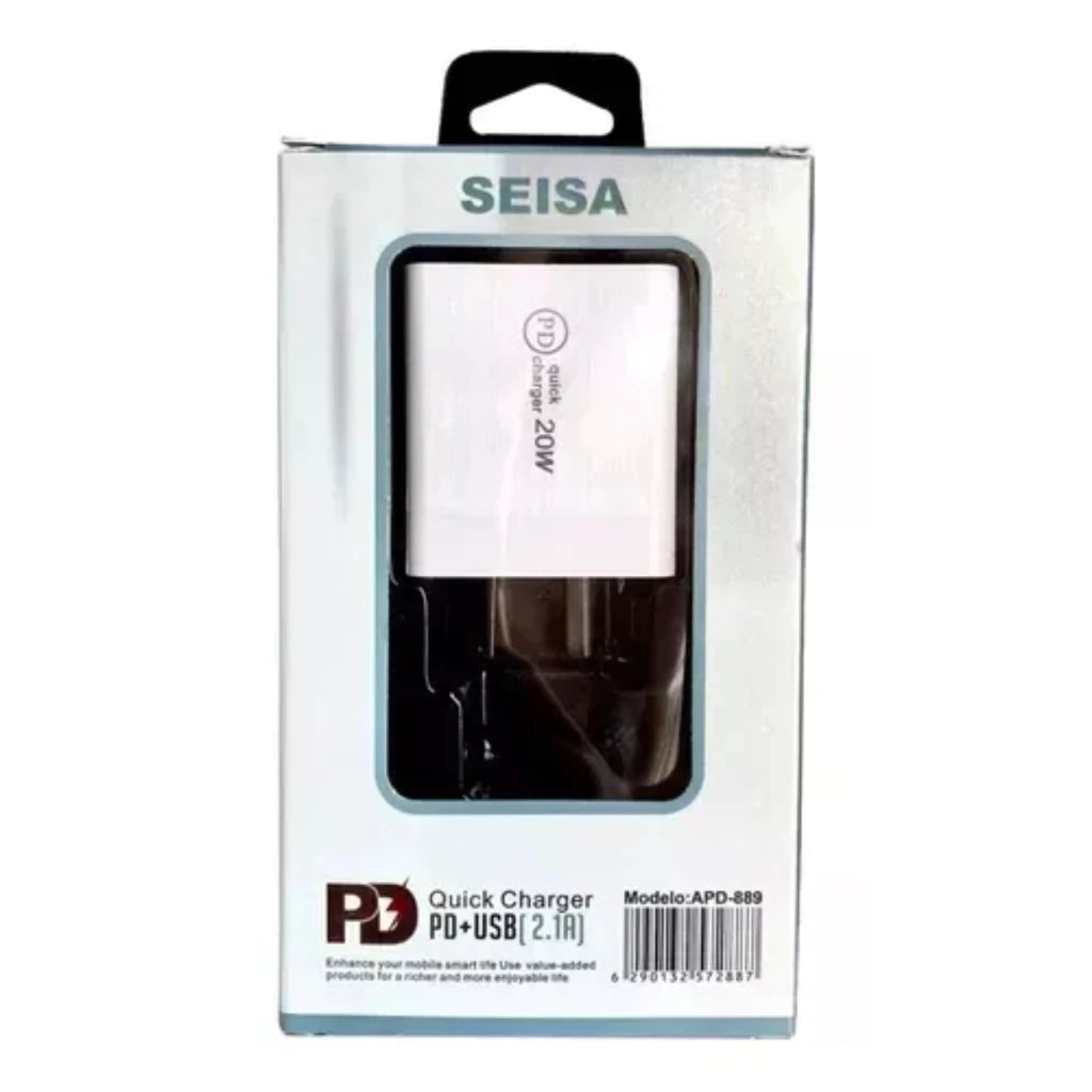 Cargador Celular Seisa Usb A Usb C 20w Carga Rapida + Cable Usb C